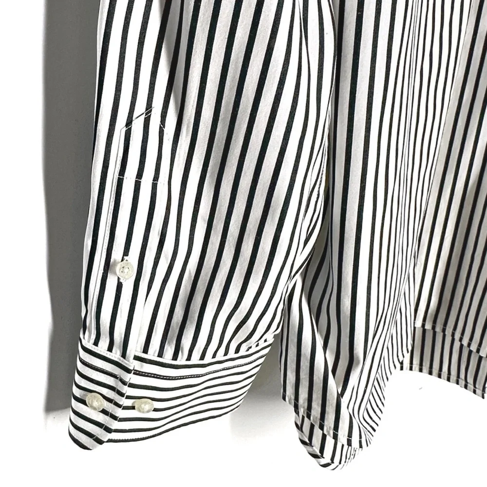 Lauren Ralph Lauren Two Tone White/Black Stripe Cotton Button Down Shirt Size 2X - Picture 5 of 12